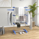 Three-Shelf Collapsing Clothes Horse, With Side Arms and Wheels - Blue