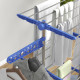 Three-Shelf Collapsing Clothes Horse, With Side Arms and Wheels - Blue