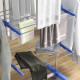 Three-Shelf Collapsing Clothes Horse, With Side Arms and Wheels - Blue