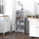 Accent Floor Storage Cabinet Kitchen Cupboard with Adjustable Shelves and 2 Lower Doors, White