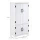 Accent Floor Storage Cabinet Kitchen Cupboard with Adjustable Shelves and 2 Lower Doors, White