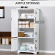 Accent Floor Storage Cabinet Kitchen Cupboard with Adjustable Shelves and 2 Lower Doors, White