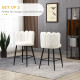 Bar Stools Set of 2, Faux Cashmere Upholstered Breakfast Bar Chairs, Modern Kitchen Stools with Backs, Footrest and Steel Base, 