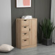 Bathroom Cabinet, Freestanding Storage Cabinet with 4 Drawers, Door Cupboard for Living Room, Kitchen, Bedroom, Natural