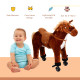 Plush Walking Horse Ride On Toy with Wheels and Realistic Sounds Rocking Horse for Girls Boys 3+ Years Old, 50cm Tall, Brown