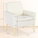 Armchair, Upholstered Accent Chair with Wood Legs and Wide Padded Seat, Teddy Occasional Chair, Cream White