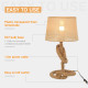 Nautical Style Table Lamp with Fabric Lampshade Metal Frame Power Switch, 54cm Home Desk Lamp Bedroom Living Room Study E27 Base