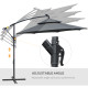 Outsunny 3(m) Cantilever Banana Parasol Hanging Umbrella with LED Solar lights, Crank, 8 Sturdy Ribs and Cross Base for Outdoor,