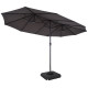 Outsunny 4.6m Garden Parasol Double-Sided Sun Umbrella Patio Market Shelter Canopy Shade with Weight Base, Grey