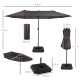 Outsunny 4.6m Garden Parasol Double-Sided Sun Umbrella Patio Market Shelter Canopy Shade with Weight Base, Grey