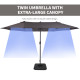 Outsunny 4.6m Garden Parasol Double-Sided Sun Umbrella Patio Market Shelter Canopy Shade with Weight Base, Grey