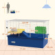 PawHut Chinchillas Small Rabbit Guinea Pig Small Animal Cage, Pet Playhouse, with Platform, Ramp, 71 x 46 x 47cm, Blue