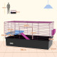 PawHut Chinchillas Small Rabbit Guinea Pig Small Animal Cage, Pet Playhouse, with Platform, Ramp, 99 x 52 x 53cm, Black