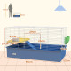 PawHut Chinchillas Small Rabbit Guinea Pig Small Animal Cage, Pet Playhouse, with Platform, Ramp, 99 x 52 x 53cm, Blue