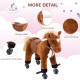 Rocking Horse Kids Ride on Walking Horse Animal Pony Wheeled Riding Plush Toy w/Sound for 3 Years and Up (Brown)