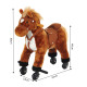 Rocking Horse Kids Ride on Walking Horse Animal Pony Wheeled Riding Plush Toy w/Sound for 3 Years and Up (Brown)