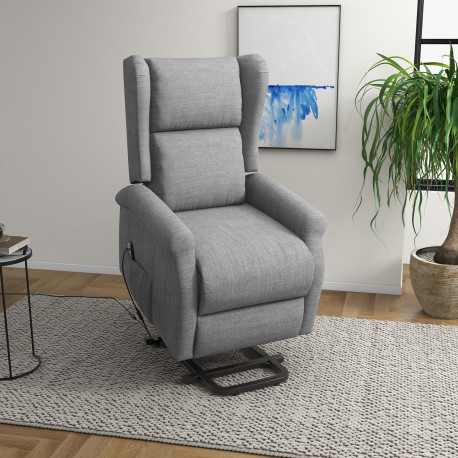 Power Lift Recliner Armchair, Electric Lift Chair for Elderly, Fabric Riser and Reclining Chair with Remote Control, Side Pocket