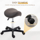 Saddle Stool, PU Leather Adjustable Rolling Salon Chair with Steel Frame for Massage, Spa, Beauty and Tattoo, Grey