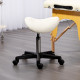 Saddle Stool, PU Leather Adjustable Rolling Salon Chair with Steel Frame for Massage, Spa, Beauty and Tattoo, White