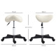 Saddle Stool, PU Leather Adjustable Rolling Salon Chair with Steel Frame for Massage, Spa, Beauty and Tattoo, White