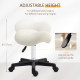 Saddle Stool, PU Leather Adjustable Rolling Salon Chair with Steel Frame for Massage, Spa, Beauty and Tattoo, White