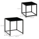 Nest of Tables, Set of 2 Coffee Table, Side Tables with Tempered Glass Desktop and Metal Frame for Living Room, Bedroom, Office,