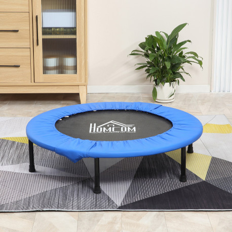 Φ101 Mini Fitness Trampoline Home Gym Yoga Exercise Rebounder Indoor Outdoor Jumper with Safety Pad, Support Up to 100 KG, Blue 