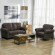 Two-Seater Mid-Century Sofa, with Pocket Springs - Dark Brown