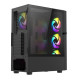 Vida Tempest Black ARGB Gaming Case w/ Glass Window, ATX, 4x ARGB Fans