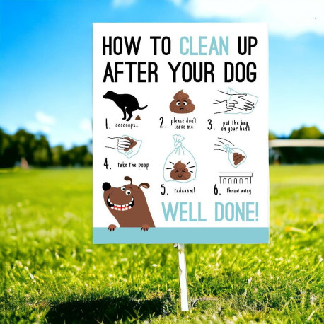 How to clean up after your Dog Poop Instructions -  Metal Sign Plaque