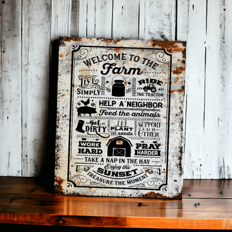 Welcome to The Farm - Metal Vintage Wall Sign