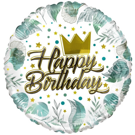 ECO Balloon - Birthday Crown & Leaves (18 Inch)