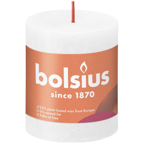 Cloudy White Bolsius Rustic Shine Pillar Candle (80 x 68mm)