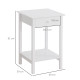 White Bedside Table, Wooden Side Table, Nightstand, Bedside Cabinet with Drawer and Storage Shelf for Bedroom and Living Room