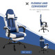 Vinsetto PU Leather Gaming Chair with Headrest, Footrest, Wheels, Adjustable Height, Racing Gamer Chair, Blue White