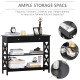 Console Table Side Desk w/ Shelves Drawers Open Top X Support Frame Living Room Hallway Home Office Furniture Black