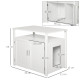 PawHut Wooden Cat Litter Box Enclosure Furniture with Adjustable Interior Wall &amp; Large Tabletop for Nightstand, White