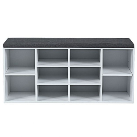 10-Cube Storage Bench Cabinet with Adjustable Shelves