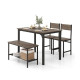 4-Piece Dining Table Set with Storage Shelf and Metal Frame