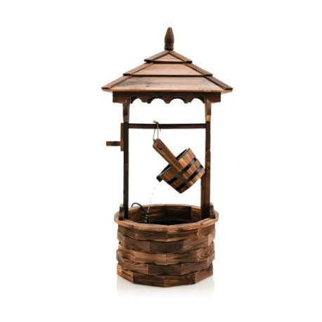 Outdoor Wooden Water Fountain with Electric Pump 5 Adjustable Flow Rates