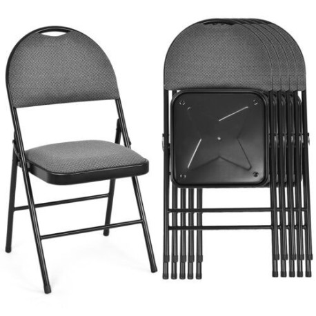 6 Pieces Folding Chairs Set with Handle Hole and Portable Backrest