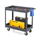 2 Tiers Tool Trolley with Handle and 4 Wheels