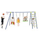 6-in-1 Metal Swing Set with 2 Height-Adjustable Swings for Kids 3-12 Years Old