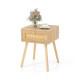 Boho Bedside Table with Hand-woven Rattan Decoration