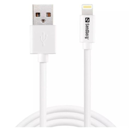 Sandberg Apple Approved Lightning Cable, 2 Metre, White, 5 Year Warranty