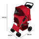 Pet Stroller with Rain Cover – Red