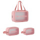 3 Size Clear Travel Wash Bag Set Cosmetic Toiletry Transparent Wash Pouch - Pink