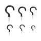 100 Pieces 6 Sizes Vinyl Coated Cup Hooks Screw-in Ceiling Hooks Mug Hooks Hangers Assortment Kit - Black