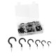 100 Pieces 6 Sizes Vinyl Coated Cup Hooks Screw-in Ceiling Hooks Mug Hooks Hangers Assortment Kit - Black