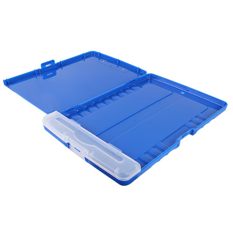 Plastic A4 Clipboard Folder with Storage and Separate Pen Holder - Blue